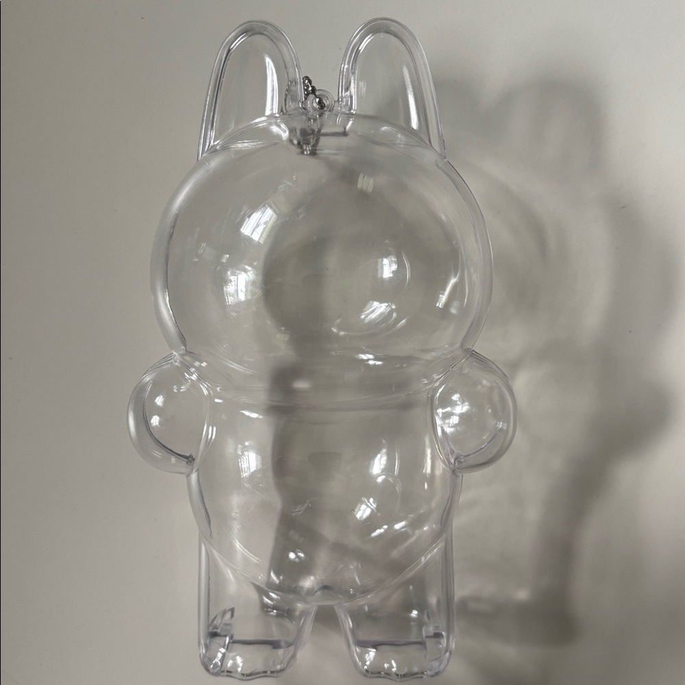 Labubu Case Clear Plastic Protective Bunny-Shaped Monster Accessory Case Keychai